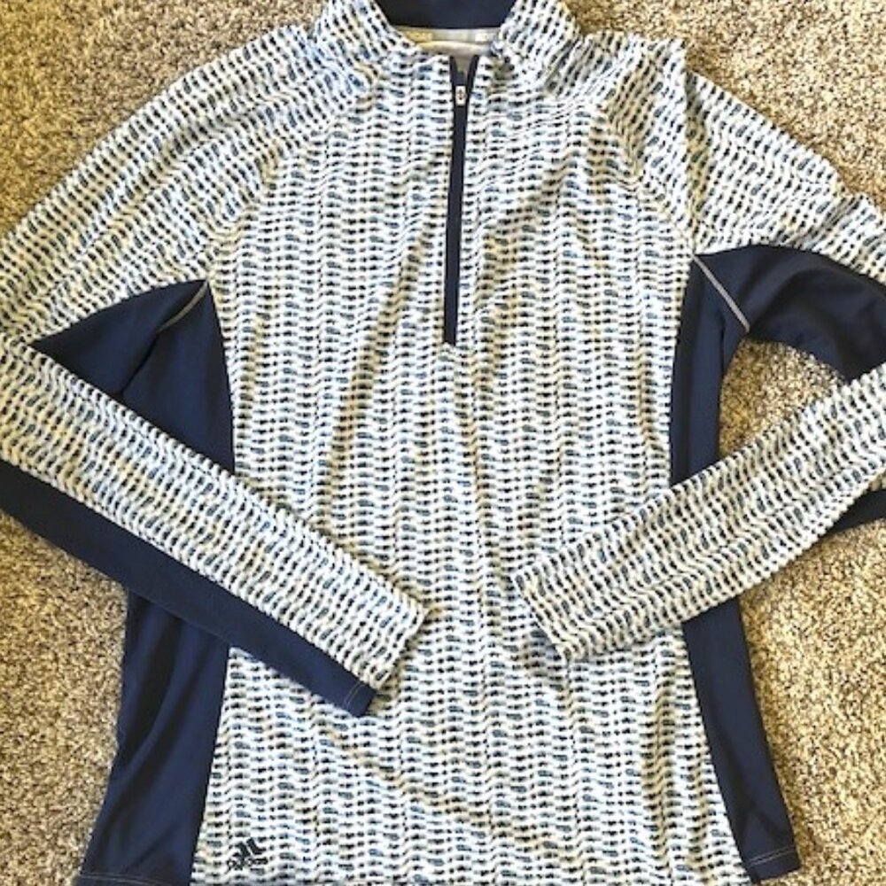Adidas Blue & White 1/2 Zip Pullover Size Small
